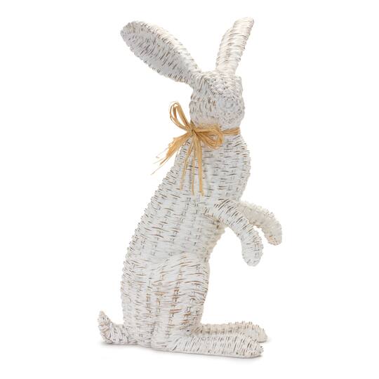 White Wicker Rabbit Statue Set, 15.25" & 17.75"